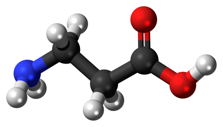 Beta-Alanin-Molekül als 3D-Kugel-Stab-Modell